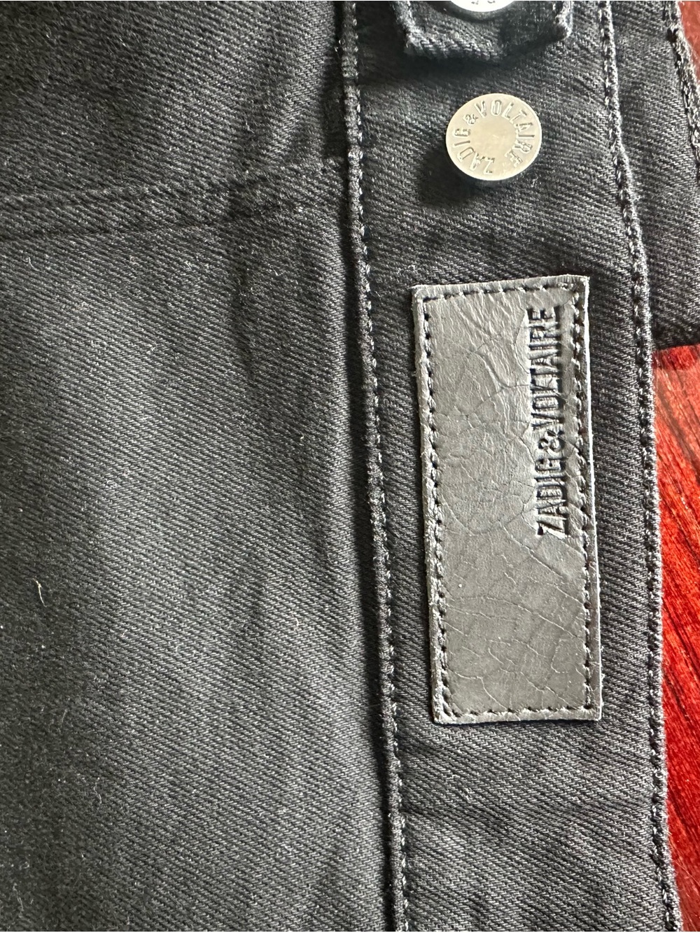 Zadig & Voltaire Black Jean Jacket with Branded Leather Patch